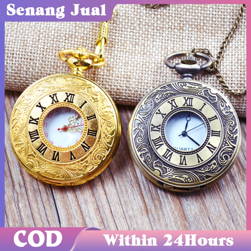 Jam Saku Kerangka Romawi Vintage Pocket Watch Antung Kuno Jam Saku Gerakan Kuarsa