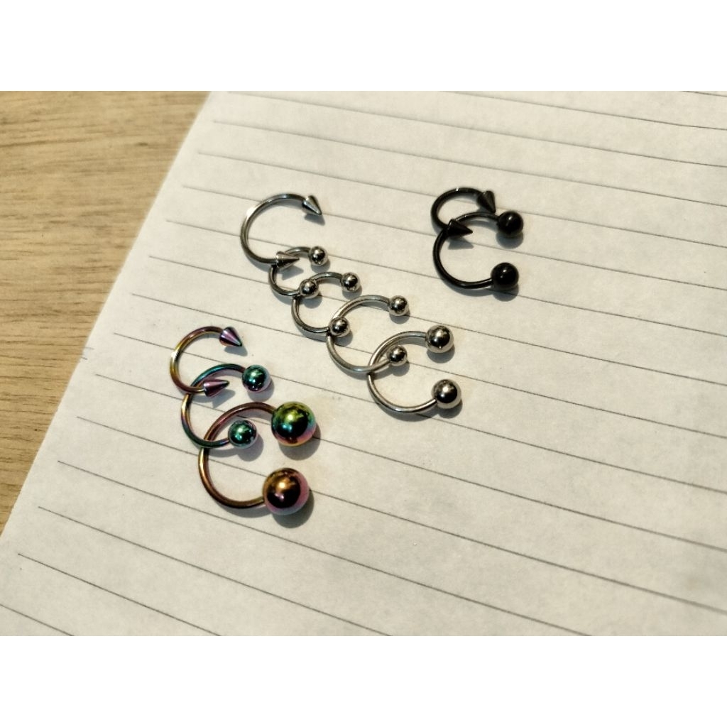 Piercing Telinga Tindik Hidung Septum Tindik Rossi Anting Tindik Lidah Silver Hitam Pelangi Harga 1p
