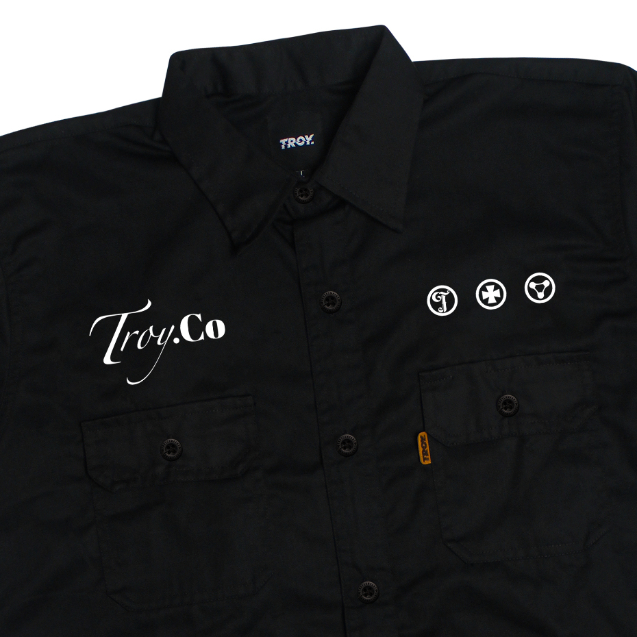 Troy Company Work Shirt Workwear Black Teriest - Kemeja Kerja Workshirt Hitam WSP 3265