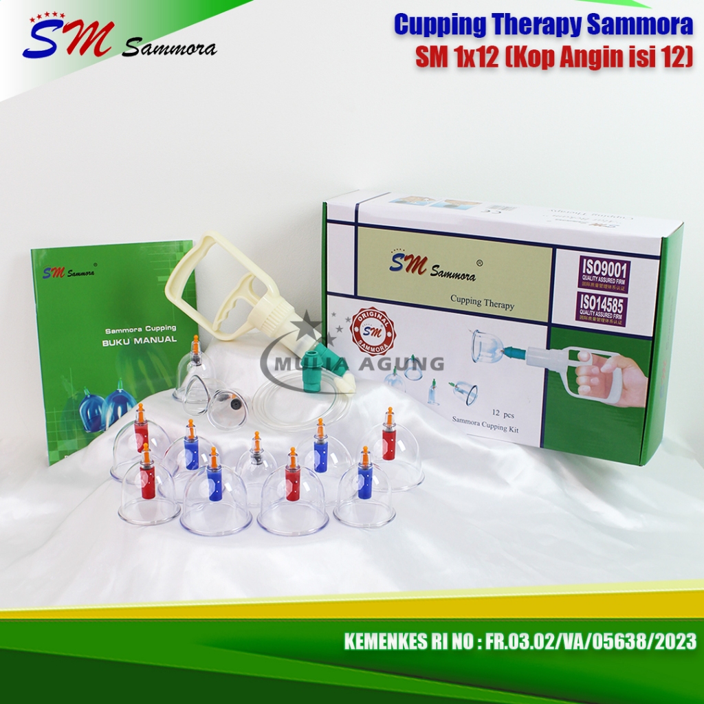 Kop Angin isi 12 pcs / Alat Bekam Sammora Hijau SM / Kop Bekam Sammora isi 12 Kop Lengkap Original