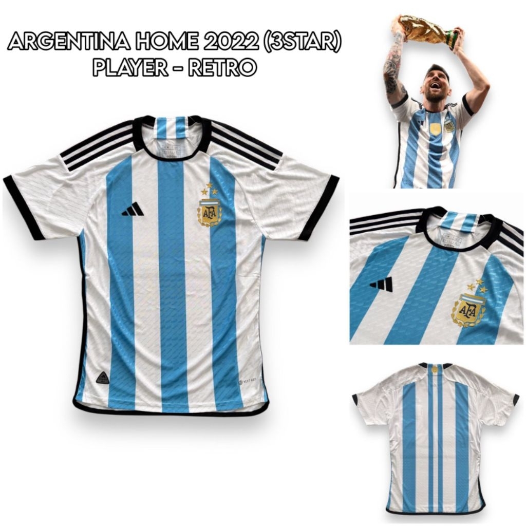 (PLAYER ISSUE PI) RETRO ARGENTINA HOME JUARA DUNIA 2022 PREMIUM HIGH QUALITY