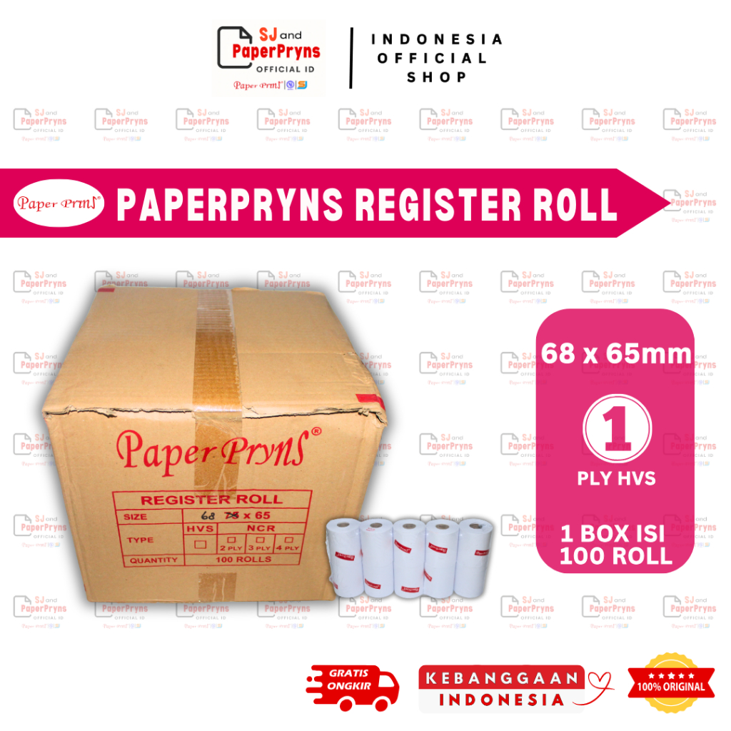 

(BOX) PAPERPRYNS Kertas Telstrook Register Roll 68 x 65mm – 1 PLY HVS