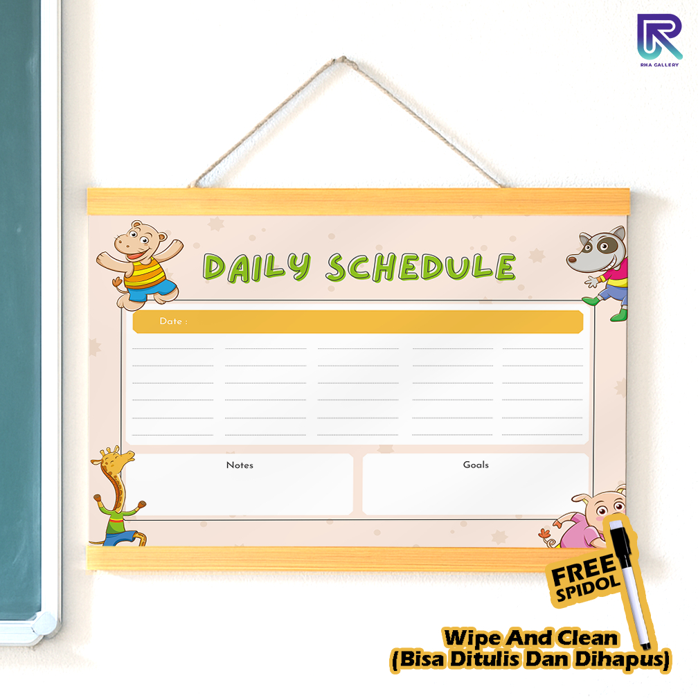 

RHA GALLERY Planner Schedule Daily Weekly Jadwal Harian Anak Wipe And Clean List Jadwal Tulis 32x48 CM
