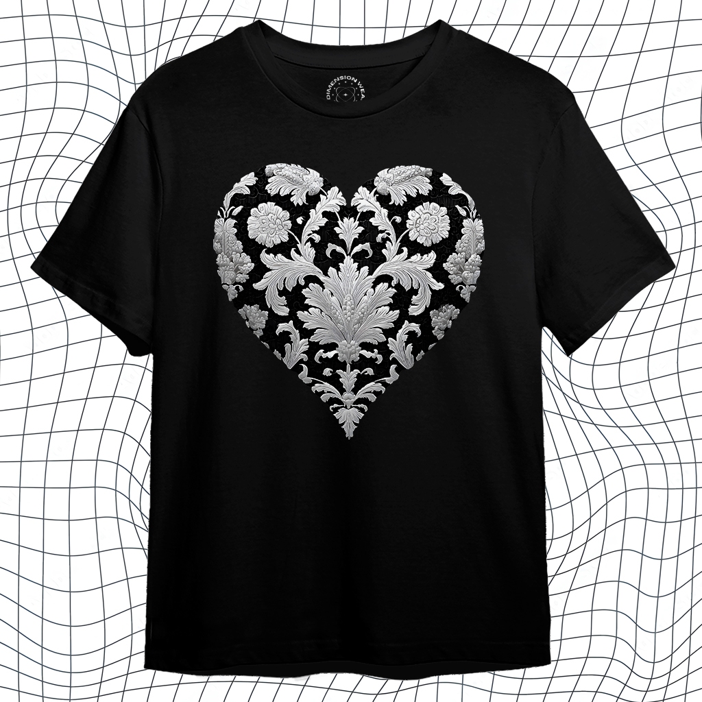 Ready Stock - 3DimensionWear - Kaos Distro Premium Original 3D Baroque Heart Scroll - DM1273