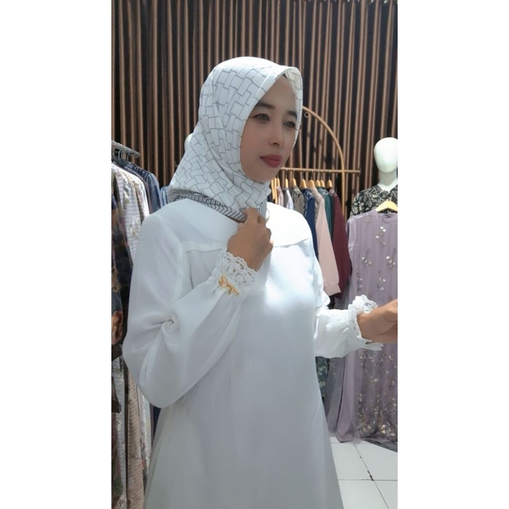 abaya putih original dnl luxury muslim mewah dan modern