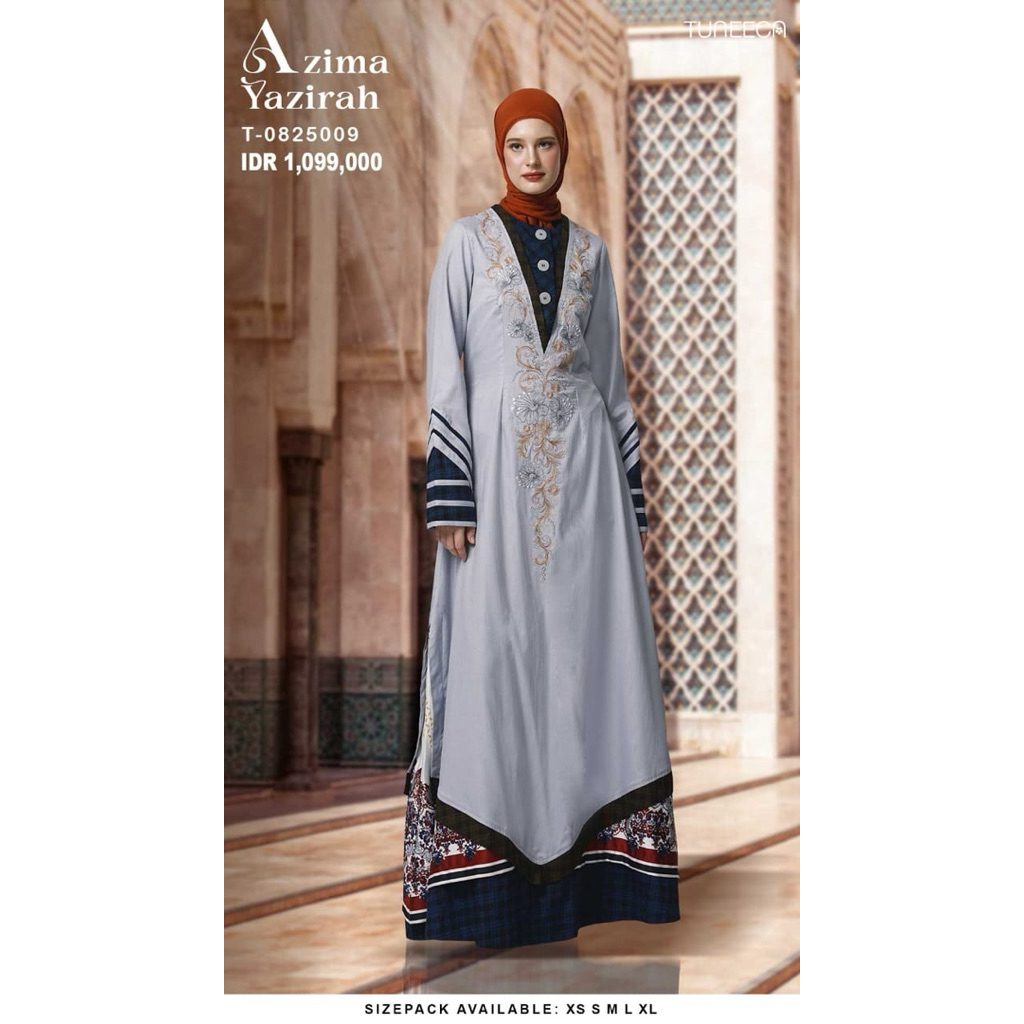TUNEECA GAMIS AZIMA YAZIRAH T-0825009 (QASR AL-LU'LU ) GAMIS MUSLIMAH PREMIUM WARNA ABU DESAIN MODER