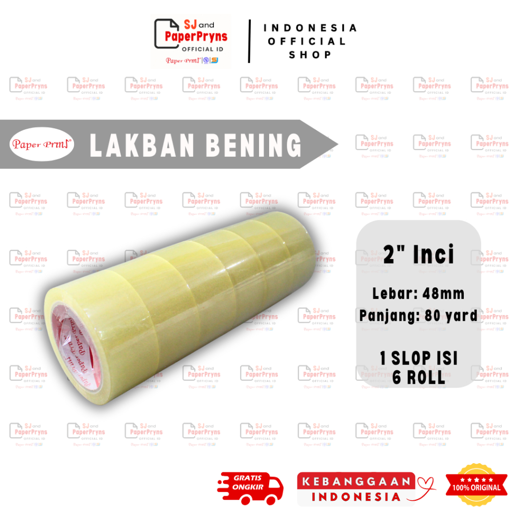 

PAPERPRYNS Lakban OPP Bening 2” Inci (48mm x 80 Yard) - 1 SLOP ISI 6 ROLL
