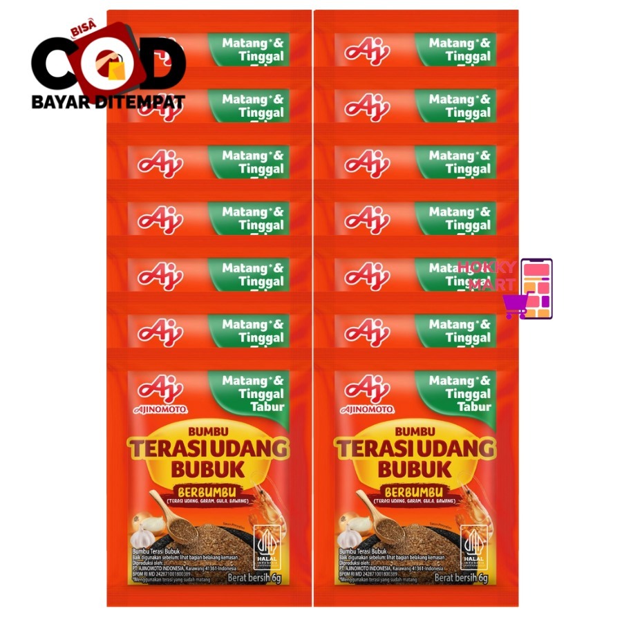 

[HOKKY] Ajinomoto Bumbu Terasi Udang Bubuk 6gr x 10pcs Berbumbu Matang Tinggal Tabur Bumbu Terasi Bubuk Terasi Instan Terasi Matang Penambah Aroma Bumbu Instan Halal