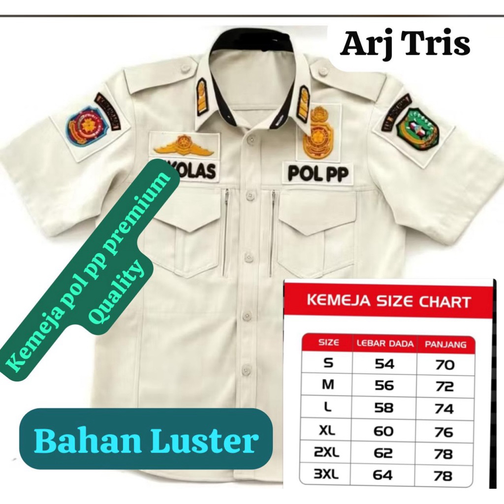 KEMEJA POL PP Cream LUSTER BAGUS PLUS ATRIBUT