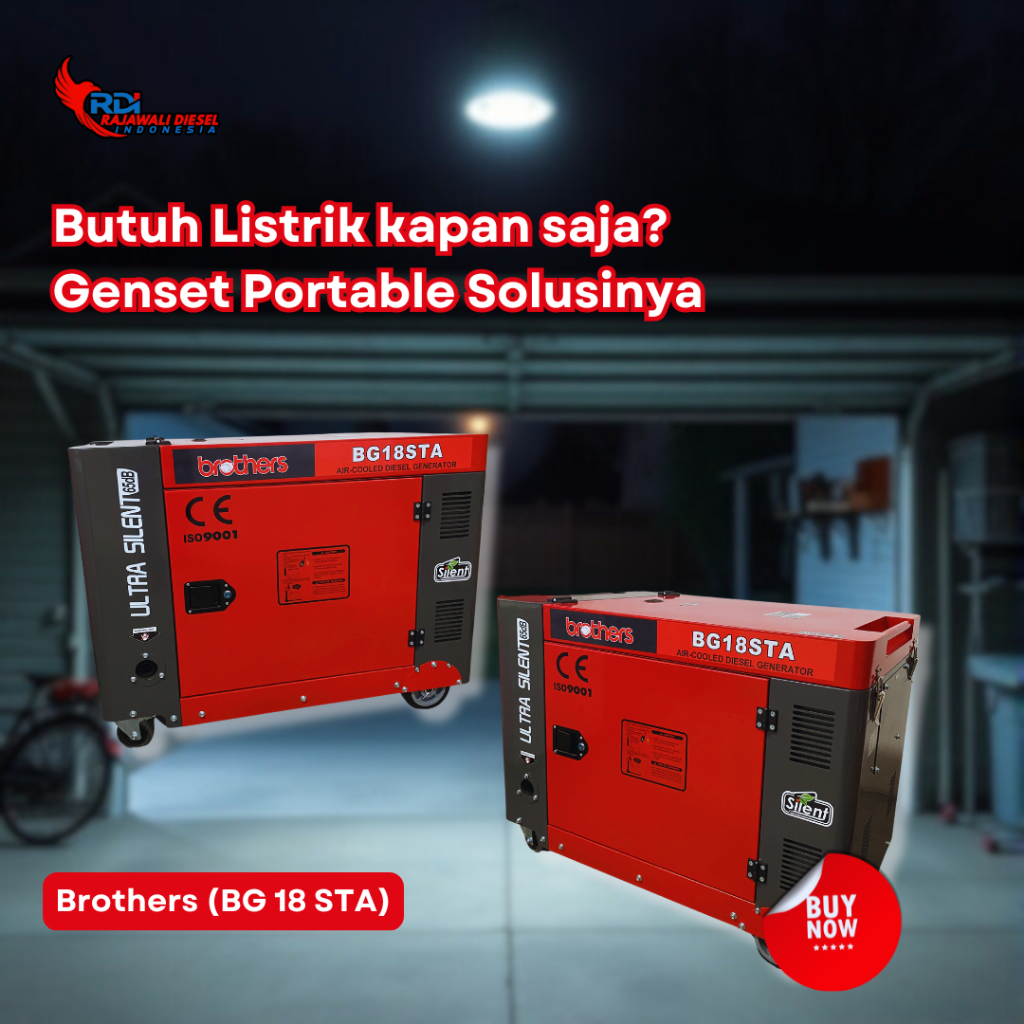 Genset Brother BG18STA Silent Portable Diesel 15KVA - 1/3 Phase