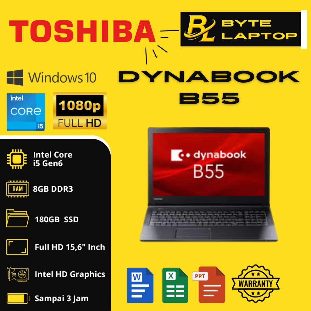 Laptop Toshiba Dynabook Seris fungsi ok. Core i5 Gen 6/ RAM 8 /SSD 120 -256 .murah cuma 1 jutaan.