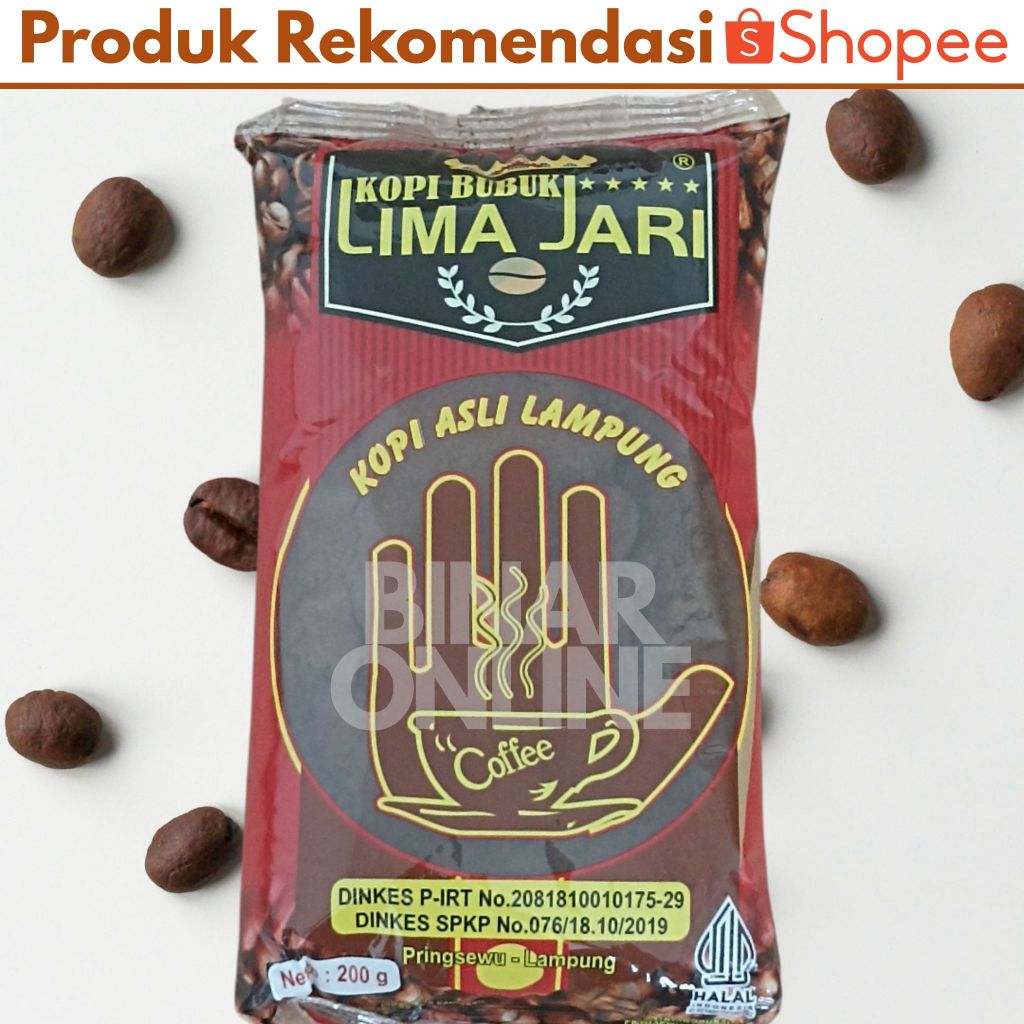 

Kopi Bubuk Lima Jari 200gr Robusta Asli Pringsewu Lampung Murah