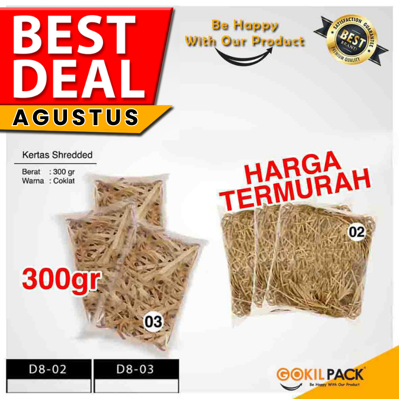 

Shredded Paper - Kertas Potong - Kertas Cacah Serut Coklat | D8-02