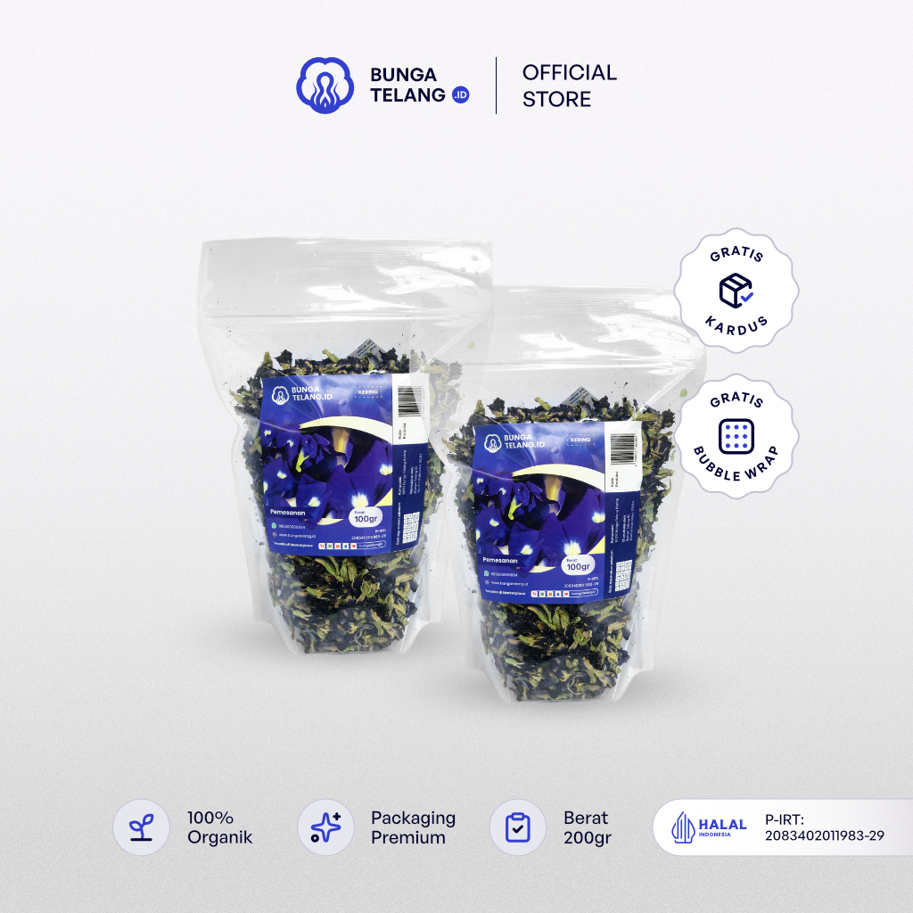 

Bunga Telang Kering Original 200 gram - Organik 100% by Bunga Telang ID