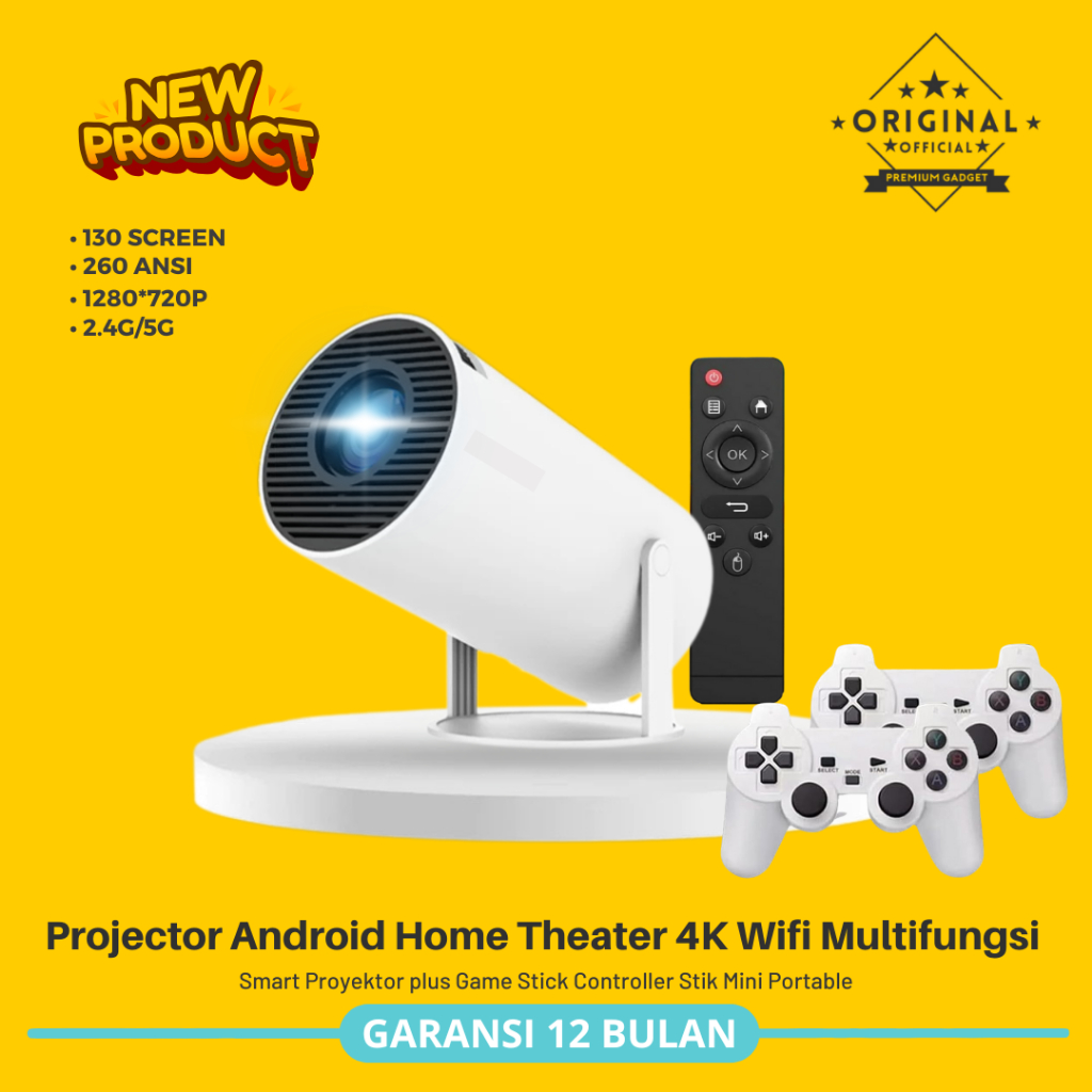 Proyektor Android Tv Gamepad Proyektor Smart Projector 4K Mirror Android PLUS GAMEPAD