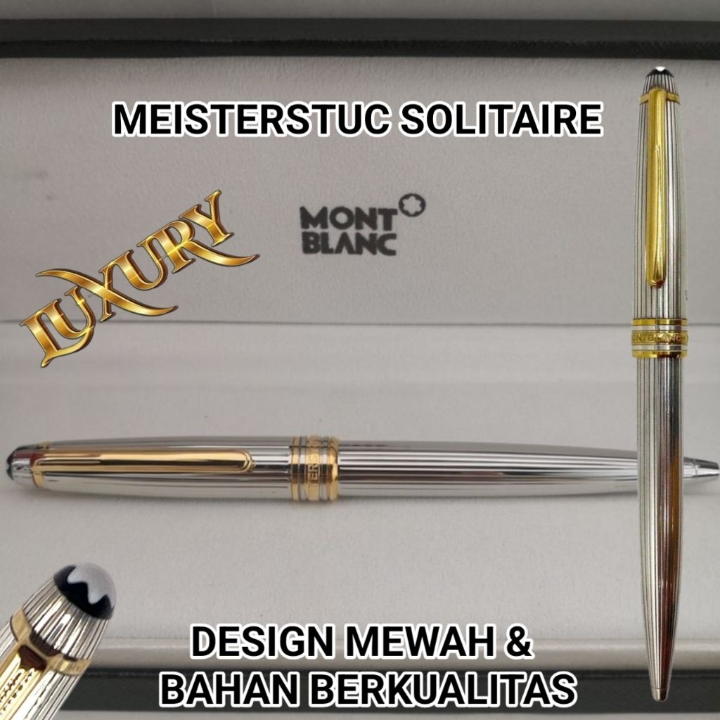 

Bollpoint Mewah Elegan Pulpen Keren Monbl@nc Meisterstuc Solitaire Bp Silver Gold Clip Elegan Gratis Grafir Nama dan Box Exlusive