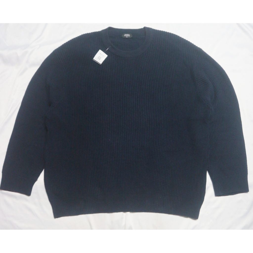 Musinsa Oversized Ribbed Lidi Navy Knitwear Sweater Sweatshirt Crewneck Rajut Wool Jaket