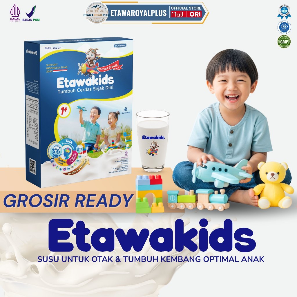 

Susu Anak Etawakids Platinum dengan DHA, Omega 3 6 Untuk Nutrisi Otak, Motorik, dan Pencernaan Anak Paket 1 Box