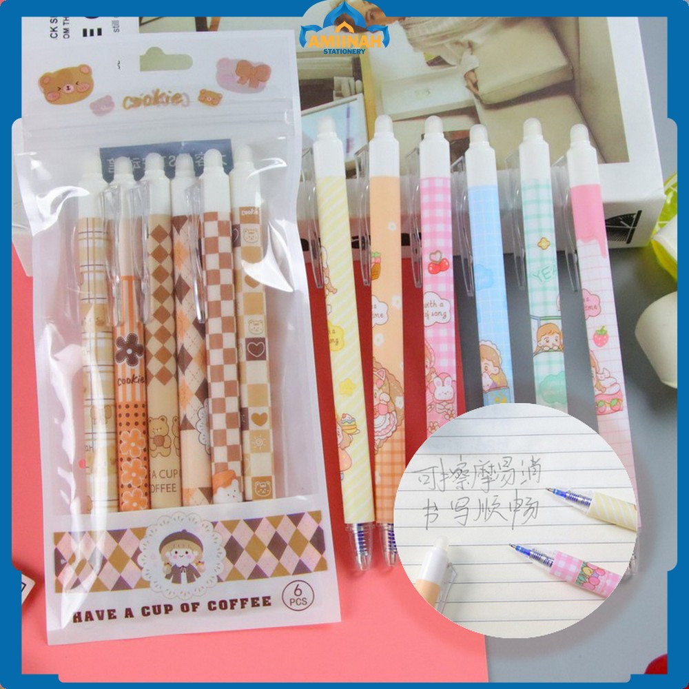 

Set Pena 6IN1 0.5MM Tinta Bisa di Hapus Motif Karakter Kartun / Eraseble Pen Pulpen Mekanik Anak Sekolah / Eraser Pen ST Amiinah Stationery A68
