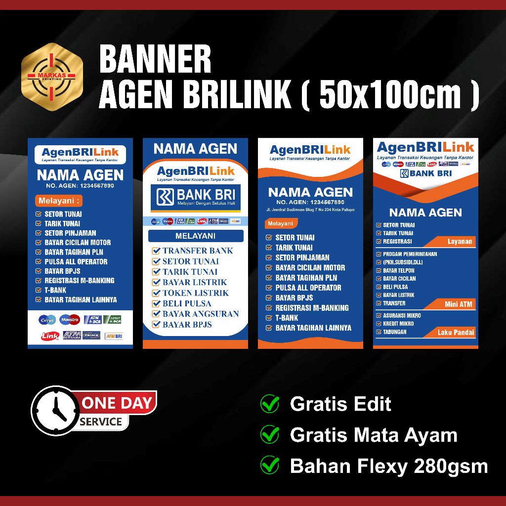 [ 50x100cm ] Banner Agen BRILink / Spanduk Agen BRILink / Banner Berdiri Agen BRILink Murah