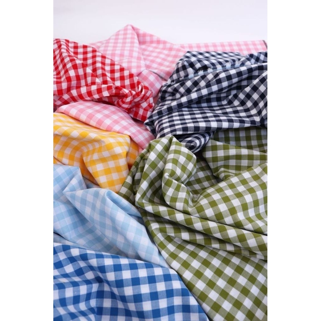 Grosir Kain eceran/meteran KAIN KATUN SEMI LINEN KOTAK KOTAK / PLAID / TARTAN / GINGHAM / YARNDYED /