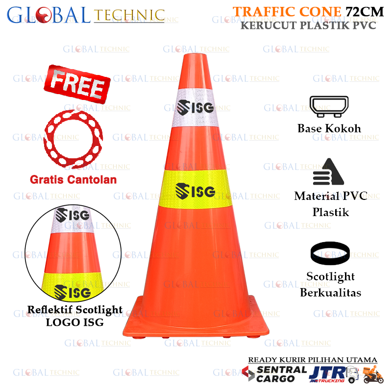 Safety Traffic Cone 72CM PVC Plastic / Kerucut Lalu Lintas Plastik PVC