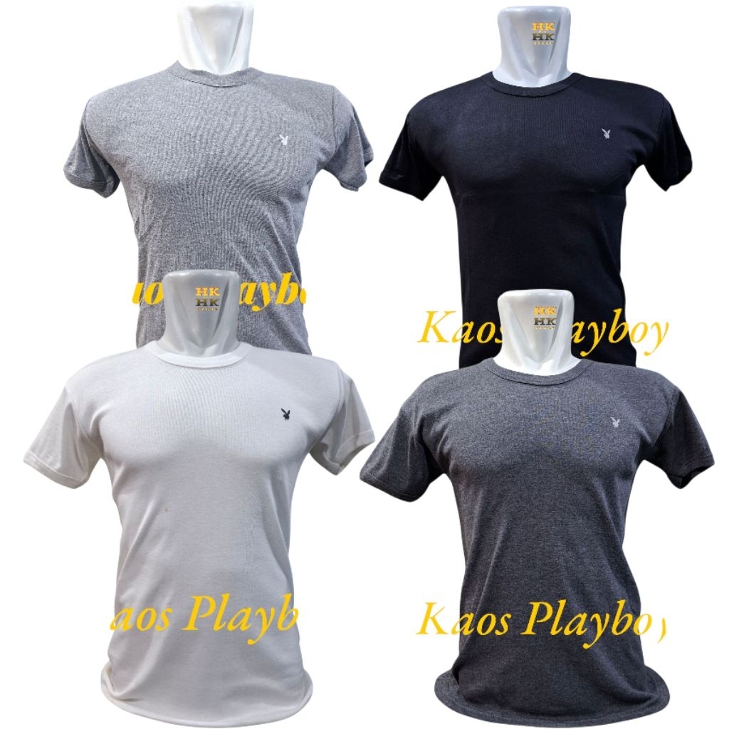 KAOS PENDEK PRIA ORIGINAL MERK PLAYBOY 100% SUPER COMBED COTTON LEMBUT✔️