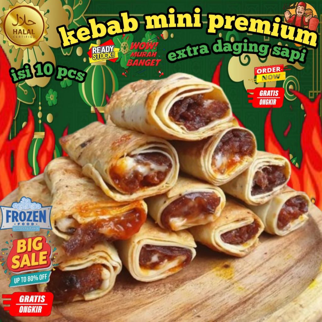 

kebab mini frozen premium extra full daging sapi pilihan cocok untuk mengganti sarapan dan sangat cocok untuk dimakan saat bersama keluarga
