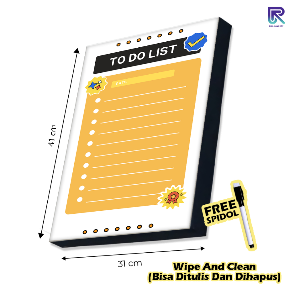 

RHA GALLERY Papan Tulis Kayu To Do List Jadwal Harian Planner Schedule Board Aesthetic 31x41 CM