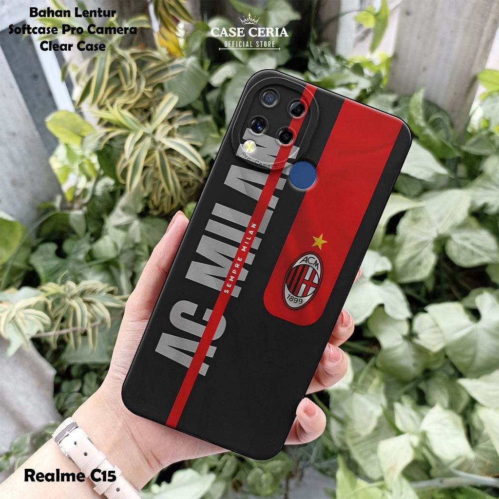 Case For Realme C15 – Casing HP Motif Club Bola 2 - Softcase Pro Camera Realme C15 – Silikon Clear