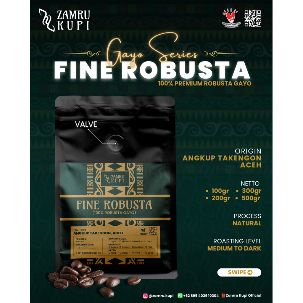 

Zamru Kupi | 200gr | 100% Fine Robusta Gayo