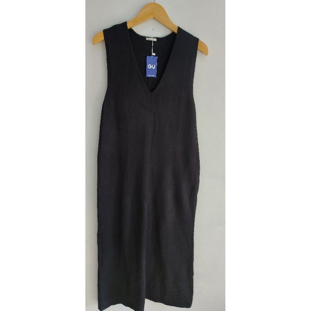 Dress Long Vest Hitam Size L / Dress OL GU