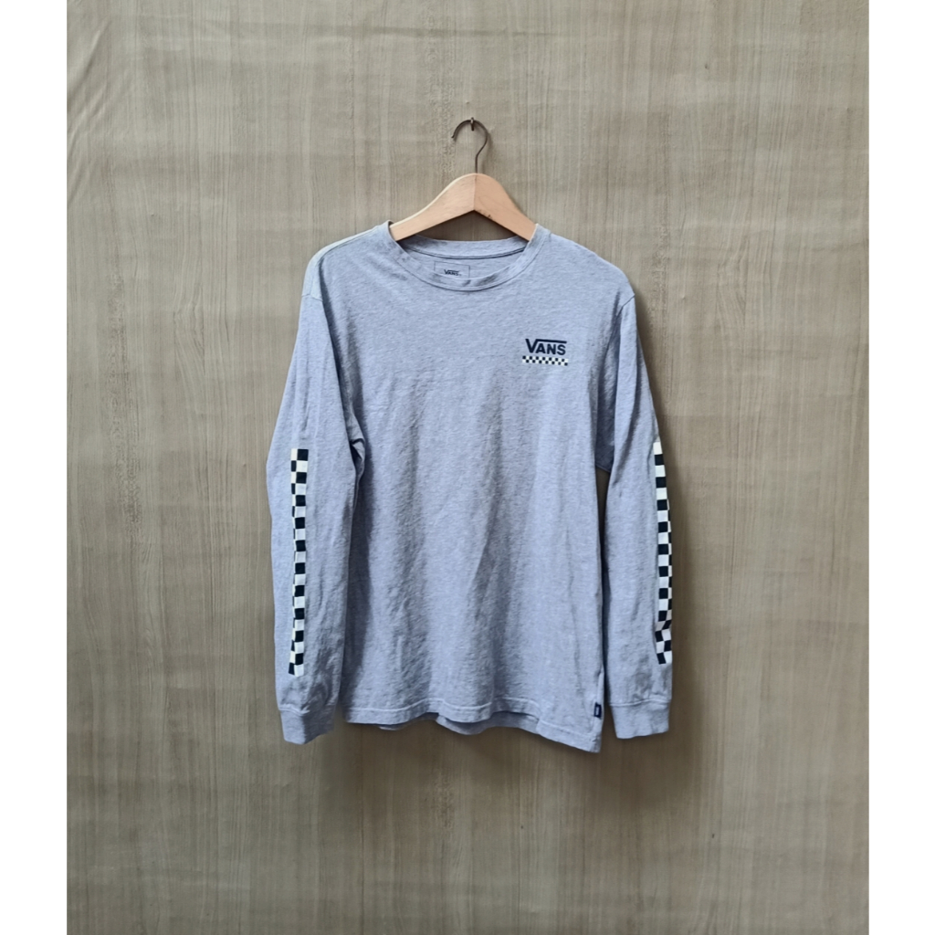 Kaos Lengan Panjang pria Motif Catur Vans