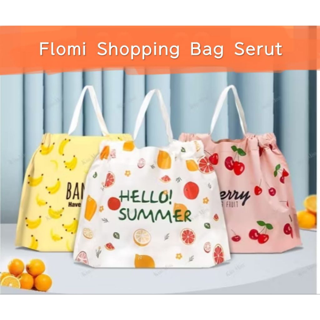 

SHOPPING BAG PREMIUM SERUT Ukuran 30x20cm Kantong Plastik Ramah Lingkungan Tas Ulang Tahun Hampers Kado Travel Tas Lipat Kemasan