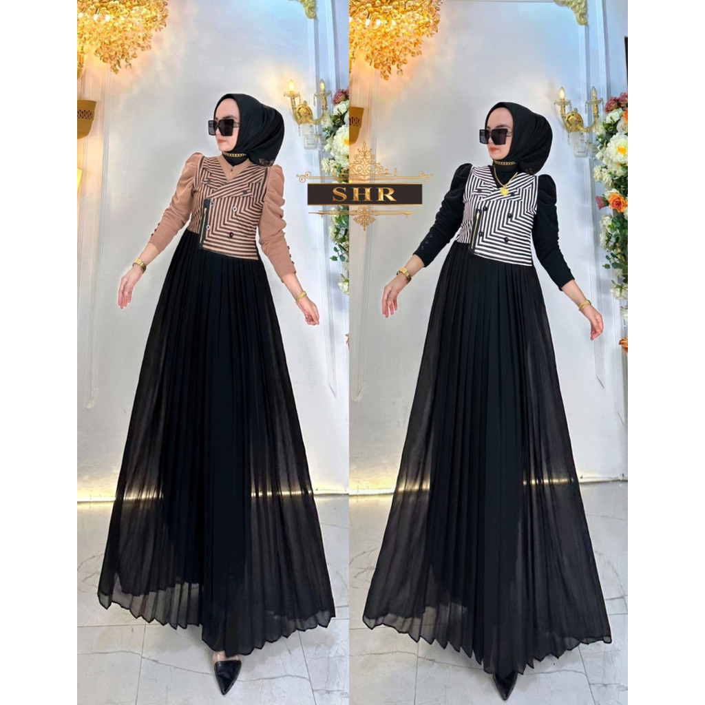 NEW SHR MAXI DRESS ROMPI SALUR CERUTY MIX KAOS RAJUT ORI SHR 100 %