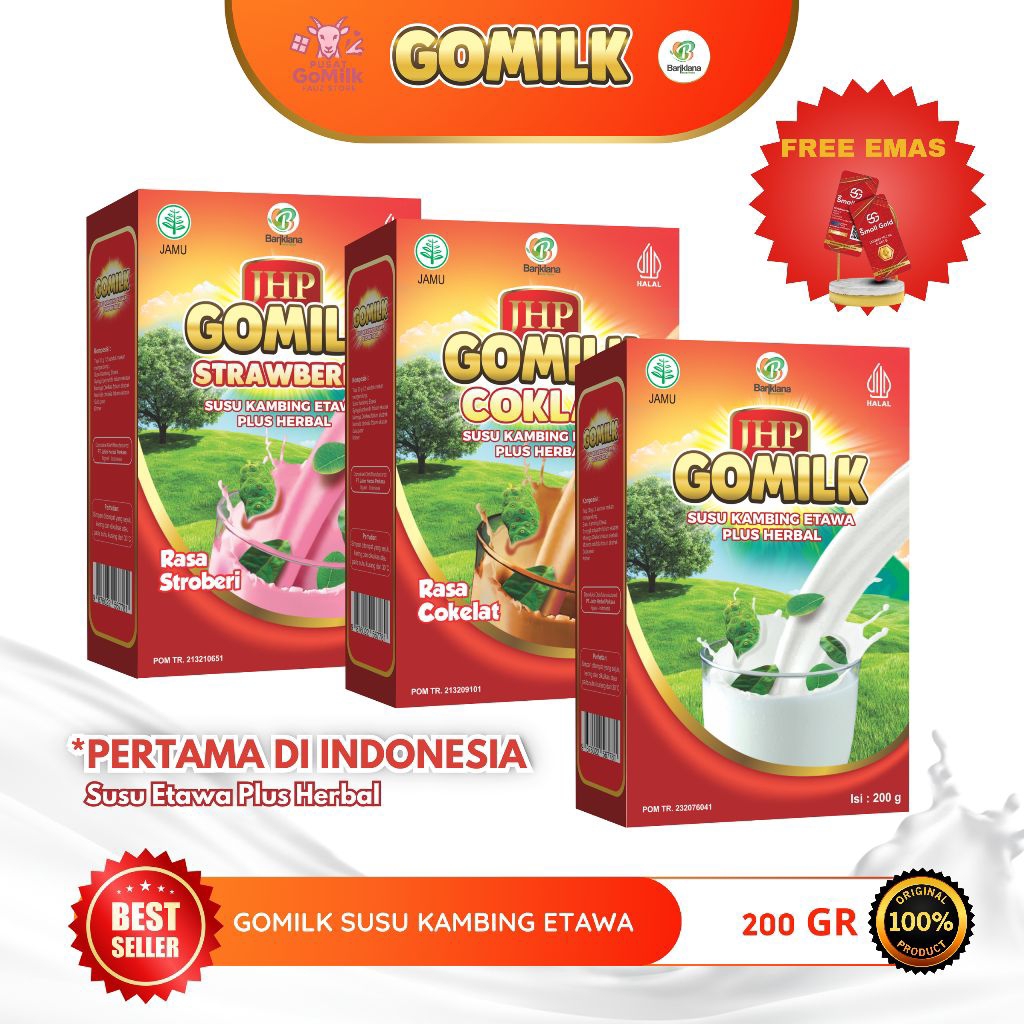 

Gomilk 200g - Susu Kambing Etawa Herbal | Tambah Nafsu Makan, Imunitas, Pencernaan, Tulang Kuat(GRATIS EMAS)