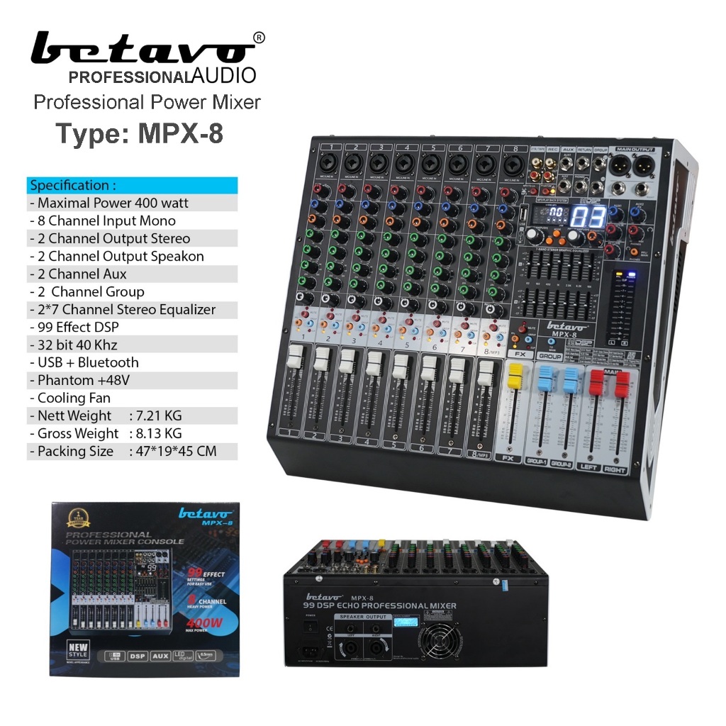Betavo Audio Power Mixer MPX8 , MPX6 & MPX4 8CH , 6CH & 4CH