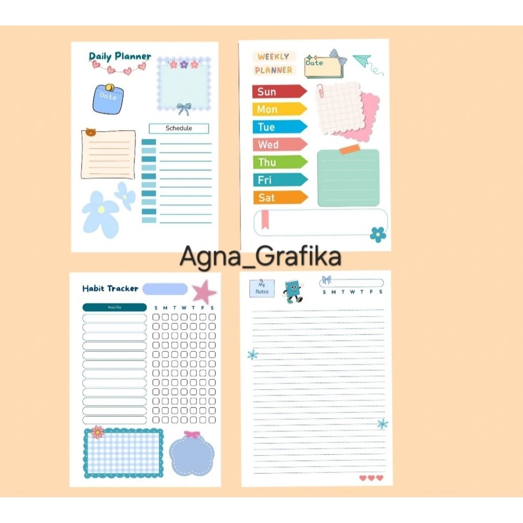 

Isi Binder Daily Planner Colorfull To Do List HVS 80 gsm 20 rings A5 Ready Stok