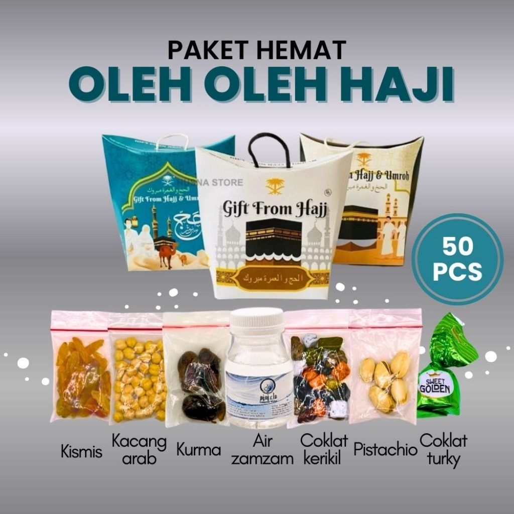 

Paket Hemat 50pcs Oleh-oleh Haji dan Umroh Paket isi Air Zamzam / Dus Tali