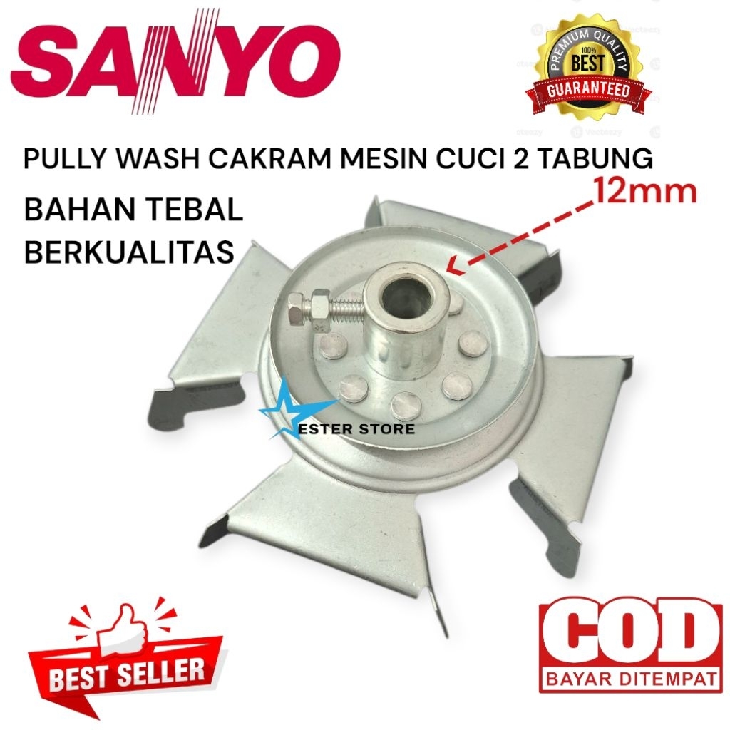 Pully cakram  wash/pully dinamo pencuci mesin cuci Sanyo 2 tabung as 12 mm bahan besi tebal
