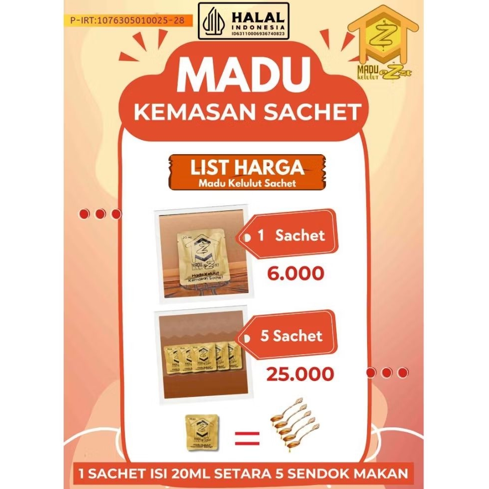 

Madu Kelulut Kemasan Sachet (20ml) / Klanceng / Galo Galo / Stingless Bee Honey / Trigona Itama