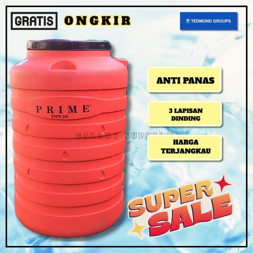 TERMURAH PRIME TANDON/TOREN/TANGKI AIR UKURAN 250,350,550,650 ,1100 LITER KOKOH READY STOCK