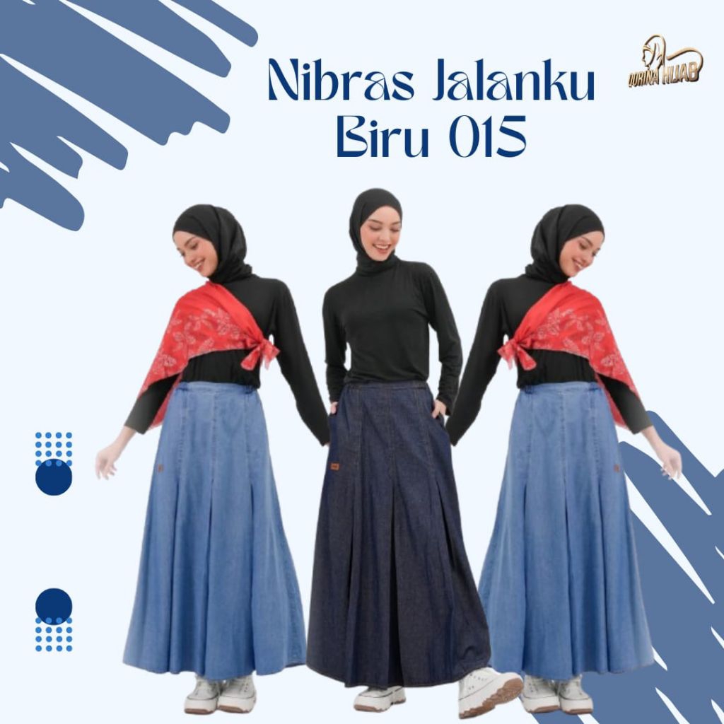 NIBRAS JALANKU BIRU 015 / rok dewasa / rok jeans / rok denim / rok remaja / rok mayung / rok ootd / 