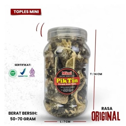 

Keripik kulit ikan patin || PikTin || Kemasan Toples Mini ( Rasa Pedas dan Original )