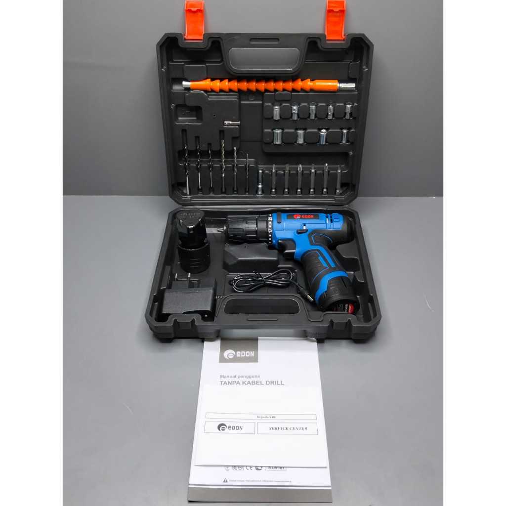 Mesin Bor Cordless Drill Edon 12V Mesin Bor Edon Set Mata Bor LV3-1210