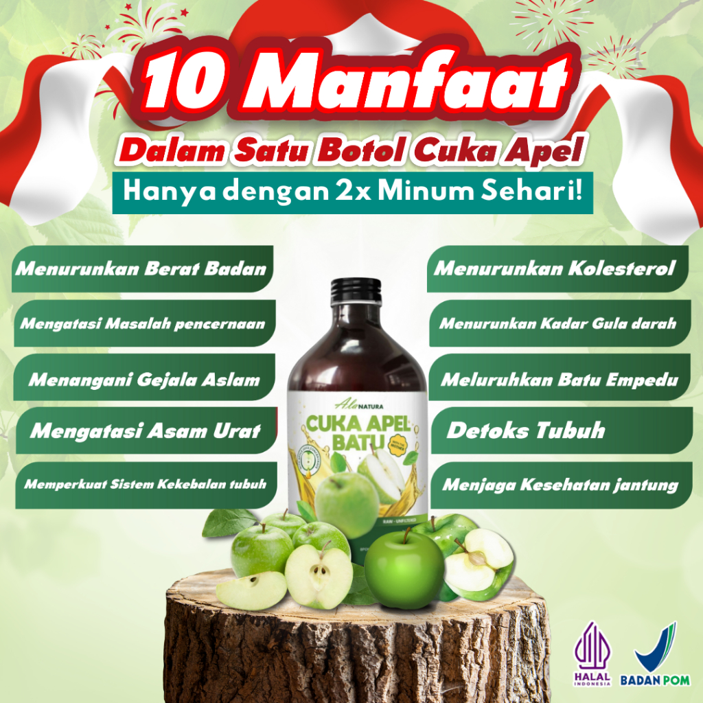 

Alanatura Cuka Apel Hijau Batu Malang Atasi Gula Darah, Kolestrol, untuk Kesehatan Jantung, Diabetes