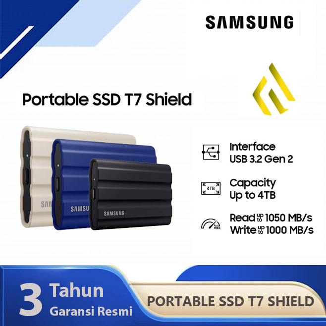 SSD Samsung Portable T7 Shield 1TB 2TB - SSD Eksternal USB 3.2