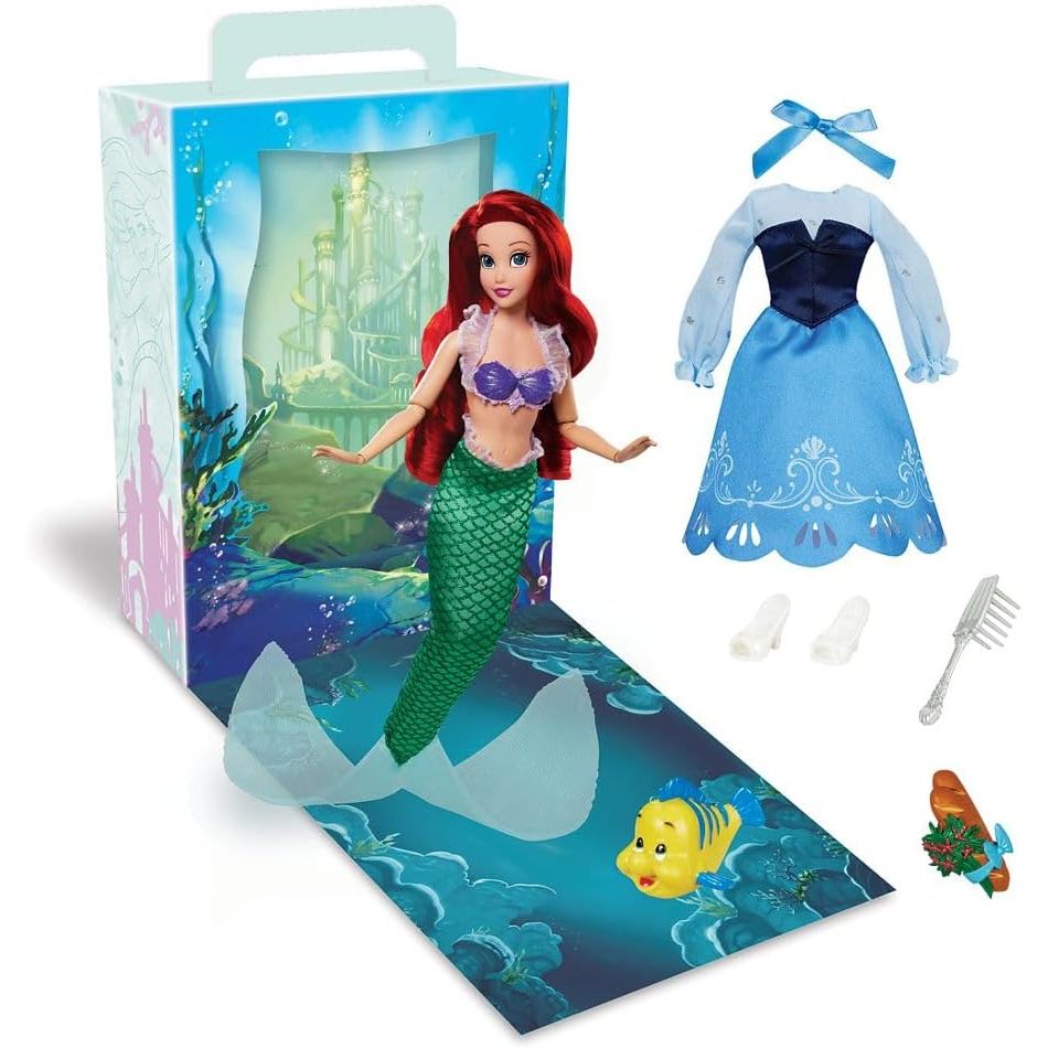 Disney Store Girl's Princess Story Doll (Ariel from The Little Mermaid) 11 Inches, Includes Coloring