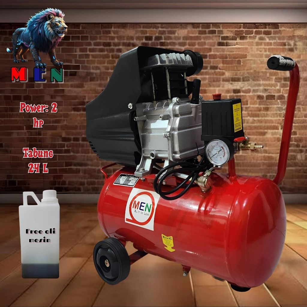ORIGINAL MEN BM24L KOMPRESOR MEN 2 PK 2HP TABUNG 24 LITER / MESIN KOMPRESOR LISTRIK / KOMPRESOR ANGI