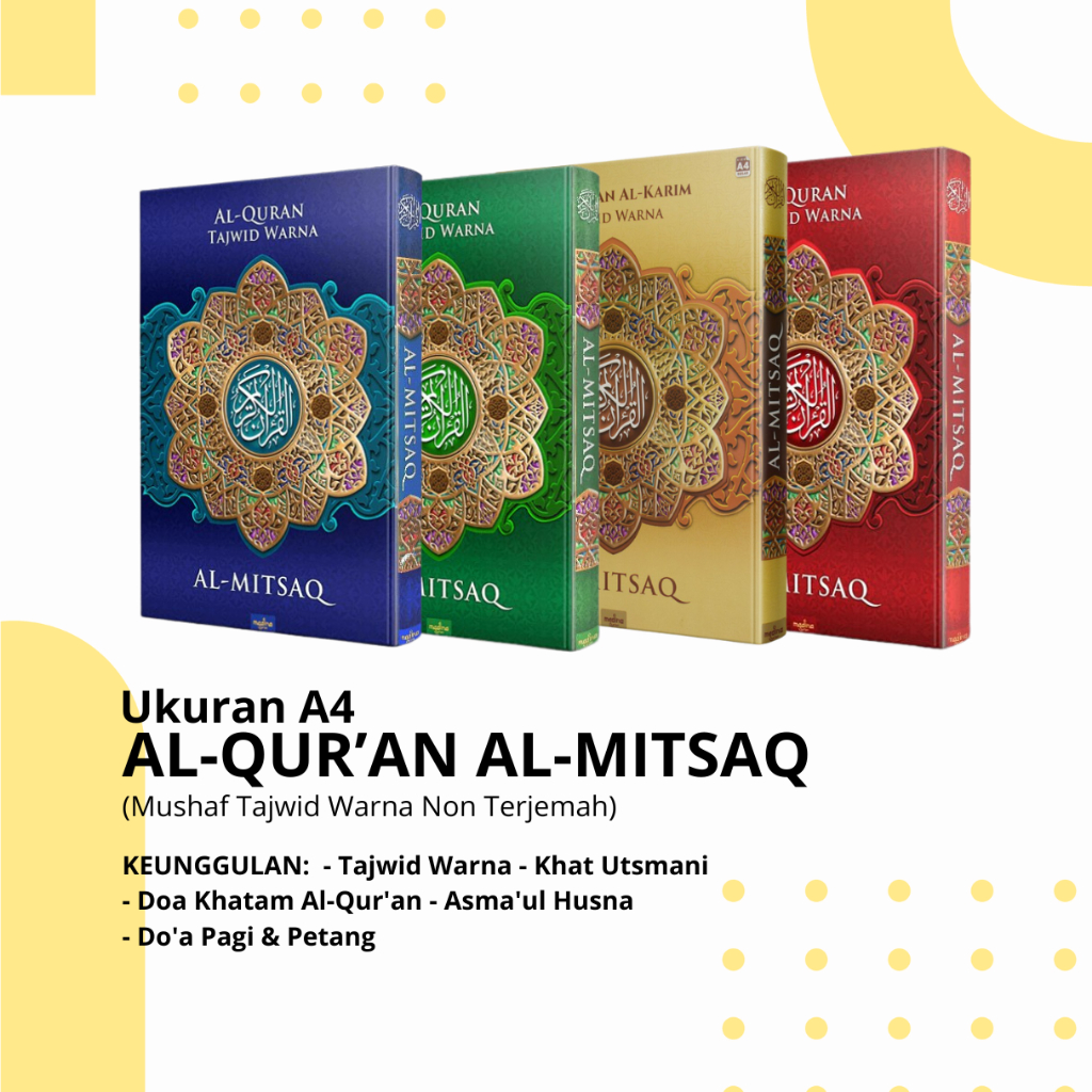 Al-Qur'an Al-Mitsaq A4 HC Alquran Tajwid Warna Huruf Besar-Besar Cocok Untuk Lansia